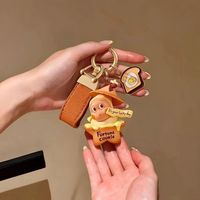 Porte-clés mignon pour bébé fille, style anime, avec sangle en cuir, pendentif dessin animé, breloque de sac, accessoire pour clés de voiture