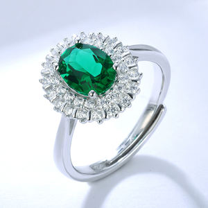 ขายส่งราคาไม่แพง<span class=keywords><strong>สวย</strong></span>สีเขียวเข้ม8*6มิลลิเมตรรูปไข่แซมเบียมรกตแหวนหมั้น - Product Image 2