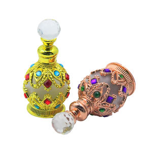 Botella de Perfume de Vidrio Dorado de Dubái de 15 ml, Botellas de Aceite de Perfume Árabe Exótico con Tapa de Barra - Product Image 1