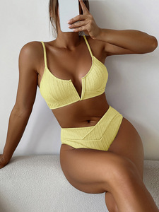 Push up Bikini Hard Wrap Top Underwire Shoulder <strong>Straps</strong> High Waist Bottom Swimwear Women Solid Swimming Beach <strong>Bathing</strong> <strong>Suit</strong> - Product Image 6