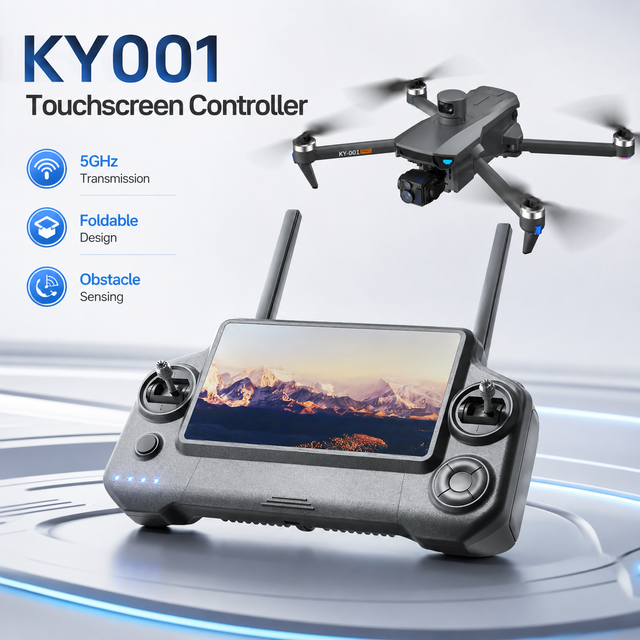 KY001 Foldable GPS Camera Drone With Three Axis Gimbal 4K Video Touchscreen Controller Smart Return for Travel Photography
