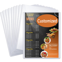 Semua Sampul Menu PVC 8,5 X 11 Inci Sampul Menu Restoran dengan Sistem Pengisian Atas Sampul Buku Transparan Dua Sisi