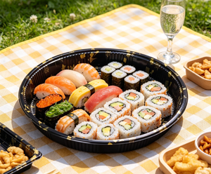 Boîte à <span class=keywords><strong>sushi</strong></span> ronde en plastique PET jetable de qualité alimentaire personnalisée pour la vente en gros, avec couvercle, pour salade, pain, <span class=keywords><strong>sushi</strong></span> - Product Image 1