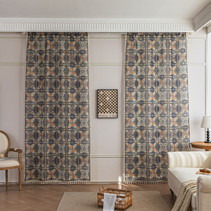 Rideaux transparents géométriques bohèmes 100% polyester-Design symétrique d'inspiration marocaine avec glands pour salon/chambre à coucher/balcon - Product Image 2