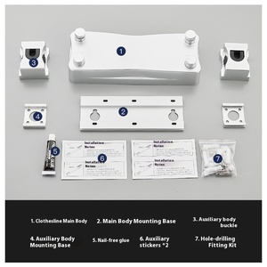 Stendibiancheria retrattile a parete in filo di alluminio per interni doppia stendibiancheria da esterno con corda regolabile - Product Image 6