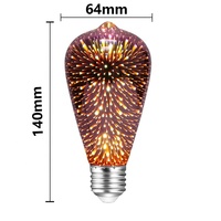 Ampoule LED ST64 3D Effet Feu d'Artifice, Verre Edison, Culot E27, Lumière Décorative Colorée Or et Vert pour Chambre, Maison, Restaurant, Bar