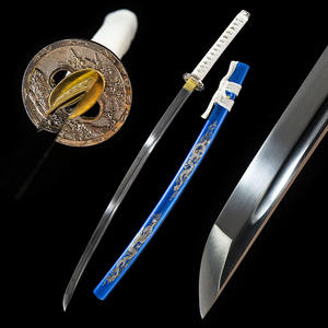 เหล็กกล้าคาร์บอนสูง ผลิตโดยหลงเฉวียน ตีขึ้นรูปด้วยมือ ทาสีน้ำเงิน ลายมังกร ดาบยาว 103 ซม. ของตกแต่งบ้าน ของสะสม ของขวัญ - Product Image 3