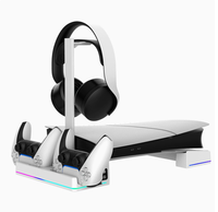Support horizontal multifonctionnel ZTLEKE 2026P pour console Slim/Pro, couleurs RGB éblouissantes, équipé de 3 ventilateurs de refroidissement, en plastique
