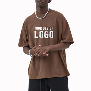 T-shirt pour homme décontracté vintage à col ras du cou, manches courtes, ample, de haute qualité, personnalisé, lavé, épaules tombantes - Product Image 2