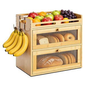 Caja de pan de bambú con ventana de visualización, cajón de almacenamiento de alimentos de madera para organizar frutas y pan en la cocina - Product Image 1