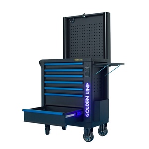 Gabinete de Herramientas con Ruedas y Bloqueo Bluetooth - Almacenamiento Rodante de 7 Cajones con Luz LED, Altavoz y Panel de Colgado |   Goldenline OEM - Product Image 2