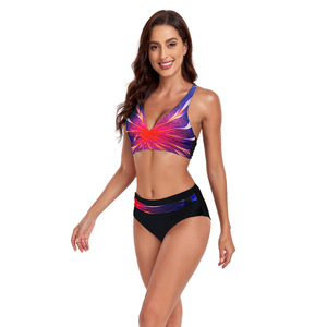 Ensemble de maillot de bain 2 pièces pour femmes 2025, à séchage rapide, respirant, antibactérien, en polyester/nylon, avec logo personnalisé - Product Image 2