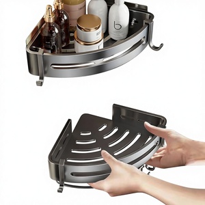 Étagère de rangement d'angle adhésive pour salle de bain, pour douche, <span class=keywords><strong>sans</strong></span> perçage, organisateur mural triangulaire pour les petits espaces de salle de bain - Product Image 2