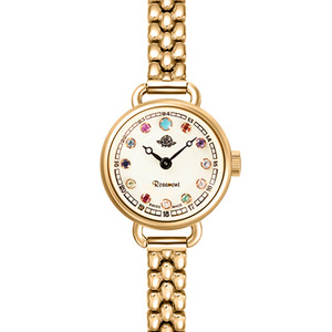 Montre à quartz ronde en alliage d'or pour femmes, avec cadran en strass, bracelet analogique élégant, fermoir papillon de 26mm - Product Image 1