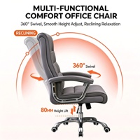Chaise de bureau ergonomique moderne de luxe, chaise de bureau en cuir avec coussin, accoudoirs en PP, chaise de bureau pas chère
