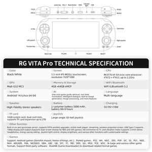 ANBERNIC RG VITA PRO ระบบปฏิบัติการ Android 14 Linux 64-bit และ RG VITA คอนโซลเกม Android 12 สไตล์คลาสสิคย้อนยุค - Product Image 5