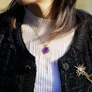 Collar con Colgante de Piedra Natural en Forma de Corazón, Chapado en Oro de 18K, Lapislázuli, Amatista, Ágata Negra, Joyería de Regalo - Product Image 3