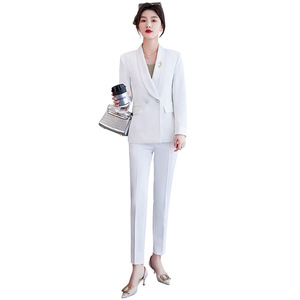Pink Women's Suit <b>Set</b> Three Quarter Sleeve Worsted Anti-Wrinkle <b>Office</b> Lady Leisure Two-Piece MYT603 - Product Image 4