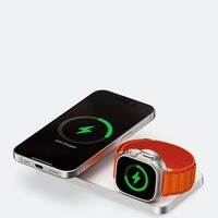 Chargeur sans fil rapide magnétique 3-en-1 15W 25W en alliage d'aluminium AFY pour téléphone, montre et écouteurs, idéal pour les boutiques de marques et les cadeaux.