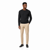 Pull-over décontracté chaud à manches longues pour homme, col rond, couleur unie, broderie, 12GG, vente en gros directe d'usine