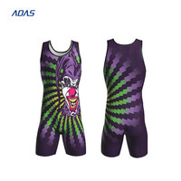 Kostum pahlawan super pria kustom celana ketat Gym ukuran dewasa singlet gulat olahraga dengan teknik sublimasi peralatan olahraga dicuci