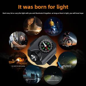 Lampe de poignet d'extérieur avec boussole, lampe de montre LED, lampe torche rechargeable pour la randonnée, le camping, la conduite nocturne, l'exploration des grottes - Product Image 5