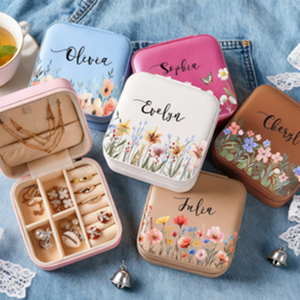 Kotak perhiasan portabel bunga ritsleting kustom grosir personalisasi kotak perjalanan untuk anak perempuan - Product Image 5