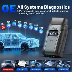 Outil de diagnostic automobile XTOOL A30M V2.0 OBD2, 26+ fonctions de réinitialisation, machine de diagnostic automobile, scanner automobile professionnel pour tous les systèmes - Product Image 6