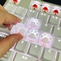 Capuchons de touches en forme de patte de chat, en silicone souple, rétroéclairés, transparents, remplacement universel pour axe MX, pour clavier de jeu mécanique