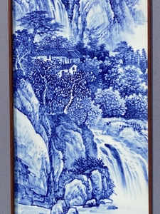 Hand Painted Blue White <strong>Four</strong> <strong>Seasons</strong> Abstract Landscape Wall Art Crystal Porcelain Ceramic Framed Home <strong>Decors</strong> for Hanging - Product Image 6
