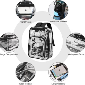 Hot Selling Large Capacity PVC Transparent Clear Plastic <b>Backpack</b> <b>Waterproof</b> Zipper Closure OEM ODM Stadium Approved Bookbags - Product Image 6