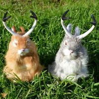 Décoration de Pâques Lapin en fourrure véritable, décorations de Noël, lapins Jackalope