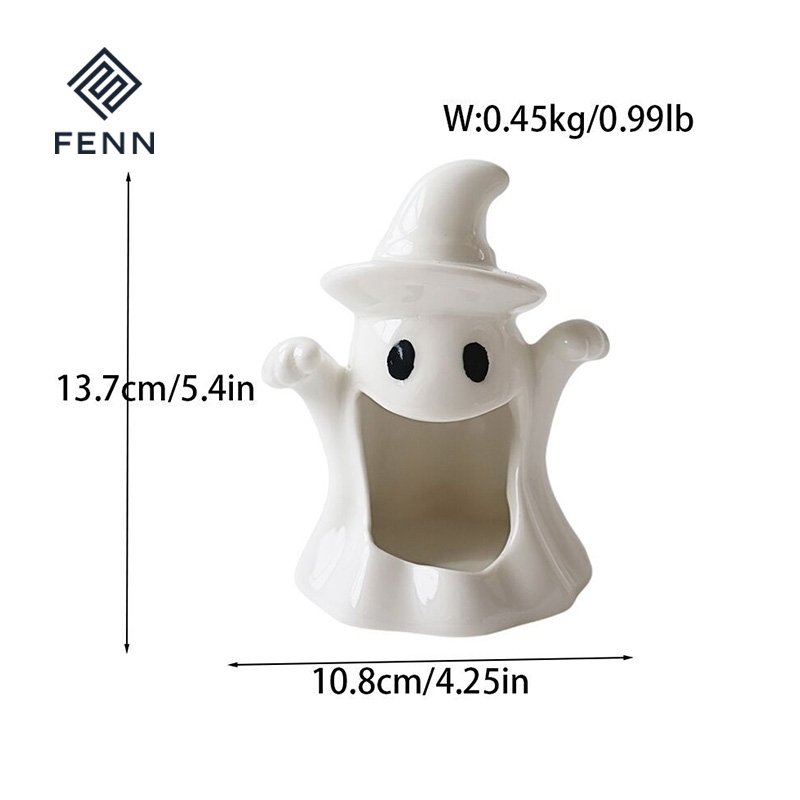 Porte-bougie en céramique Chapeau de Sorcière Blanche