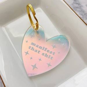 <span class=keywords><strong>Sii</strong></span> <span class=keywords><strong>gentile</strong></span> con la tua mente portachiavi positività delle donne affermazioni quotidiane portachiavi acrilico olografico iridescente arcobaleno - Product Image 6