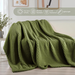 Custom Jacquard <strong>Throw</strong> Blanket Super Soft Warm Plush Blanket <strong>Throw</strong> Size, Great for Couch Sofa Bed, All Seasons Use, <strong>Green</strong> - Product Image 3