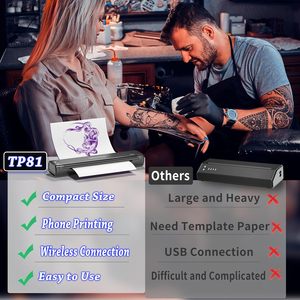 เครื่องพิมพ์ลายฉลุเครื่องพิมพ์ลายฉลุแบบไร้สาย TP81 A4ด้วยความร้อนเครื่องพิมพ์ขนาดพกพาสำหรับการสัก - Product Image 6