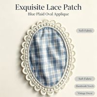 Patchs en tissu ovales brodés sur mesure, faits main, à bordure en dentelle douce, avec coutures haute densité, à coller pour sacs et chapeaux