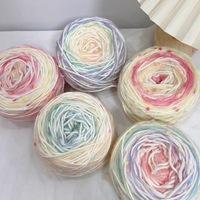 Gradient Rainbow Candy Color Metallic/Cotton Blended Yarn Handmade DIY Knitted Scarf for Men and Women