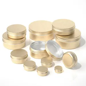 0.5oz 1oz 2oz 15ml 30ml 60ml 80ml 180ml round matte gold metal tin can cosmetic packaging aluminum jar