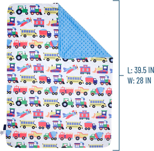 Confort doux et confortable, idéal pour les tout-petits, les voyages et la garderie - Trains, avions et camions, couverture en peluche pour bébé - Product Image 2
