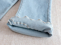 Pantalon en jean évasé pour filles, taille mi-haute, avec fermeture élastique, teint en pièce, collection Printemps/Automne, vente en gros