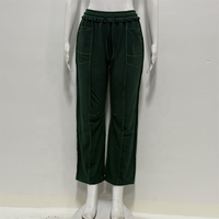 Pantalon large en velours côtelé taille haute pour femme OEM/ODM avec poches plaquées, taille élastique, cordon de serrage, plissé devant, anti-plis