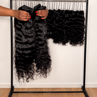 Extensions de cheveux naturels indiens ondulés non traités, double trame, vente en gros