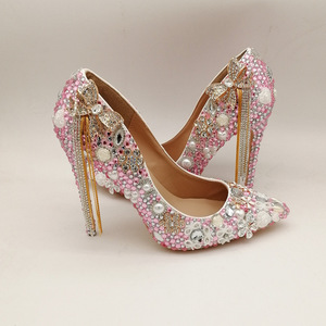 New rhinestones high-<b>heeled</b> sandals fashionable luxurious wedding banquet party women dresses pointed stiletto high-<b>heeled</b> shoes - Product Image 1