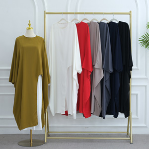 Sharut Ingrosso Abaya Islamica Malese, Top per Donne Musulmane, Maniche Lunghe, Casual, Collo Tondo, Modesto, Asimmetrico, Bluse Musulmane in Nida - Product Image 5