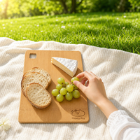Planche à découper en bambou écologique, durable et légère, 20x30cm, rectangulaire, avec trou carré, pour cuisine, vente en gros, OEM