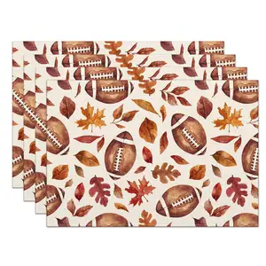 12x 18英寸足球，带枫叶餐垫季节性秋季餐桌装饰，用于感恩节派对