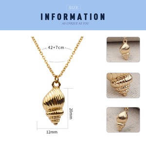 Bohemian Jewelry Wholesale Seashell Gold Plated Stainless Steel Conch Cowrie <strong>Boho</strong> Summer Shell <strong>Necklace</strong> - Product Image 2