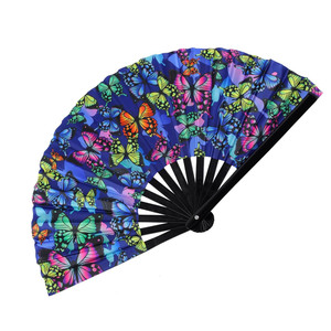 NEW UV Carved <b>Bamboo</b> Large Folding Fan with Glow Effect for EDM Music Festival Party Dance Events Gift - Product Image 1