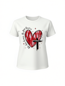 T-shirt da donna a maniche corte girocollo con stampa a cuore e lettere, traspirante, leggera, casual, 100% cotone, primavera estate - Product Image 1